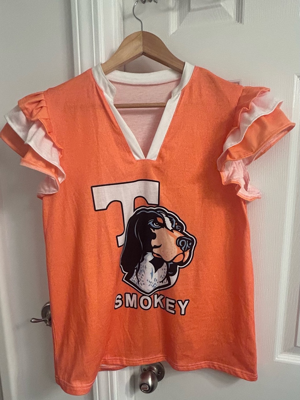 Tennessee Volunteers Smokey Ruffle Sleeve Top Women’s Small Orange UT Vols